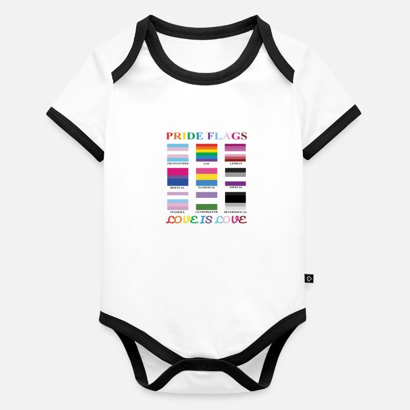 Drapeaux de la fierté Body Bébé bio contrasté manches courtes