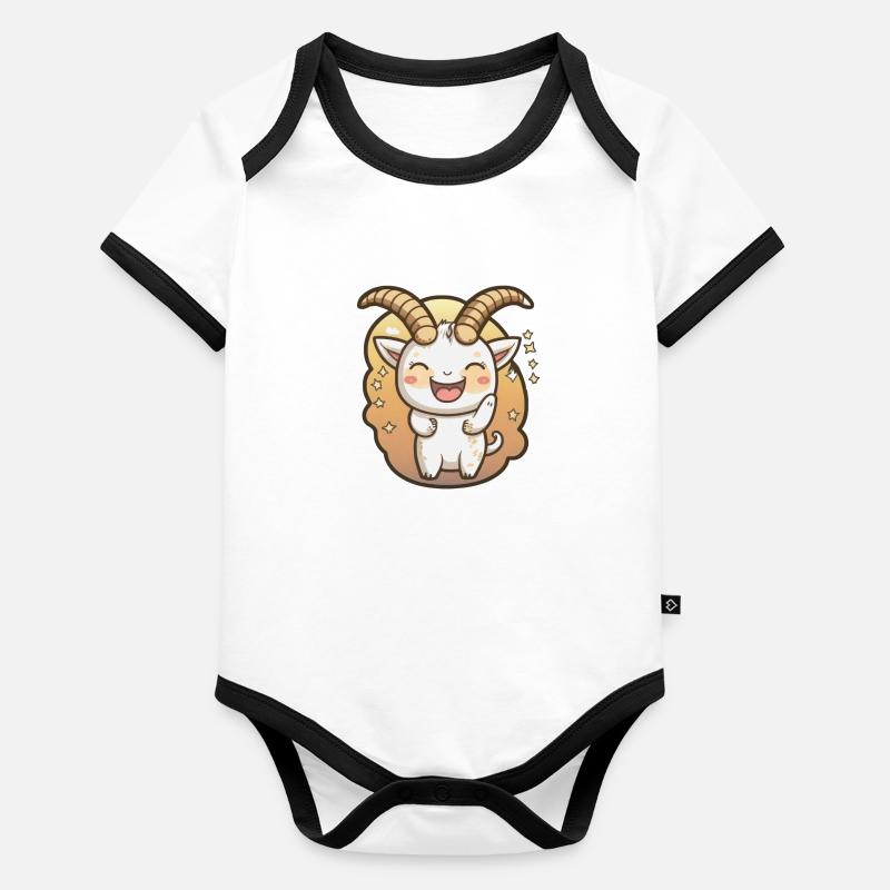 Süße Steinbock Sternzeichen Baby Bio-Kurzarm-Kontrastbody