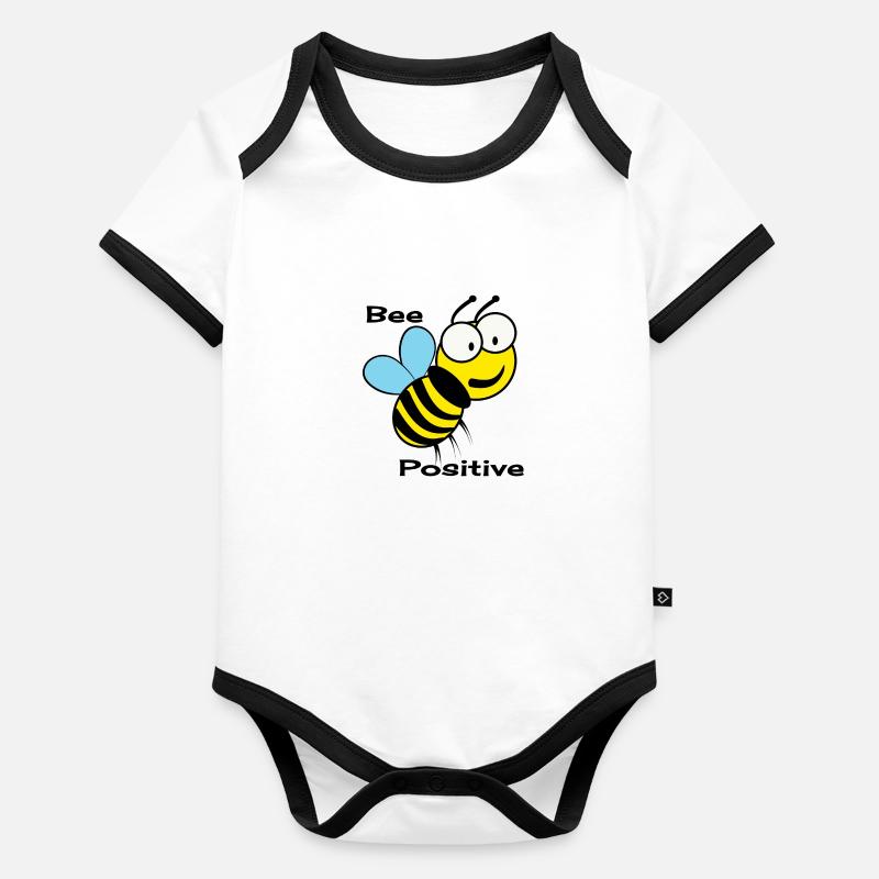 abeille positive Body Bébé bio contrasté manches courtes