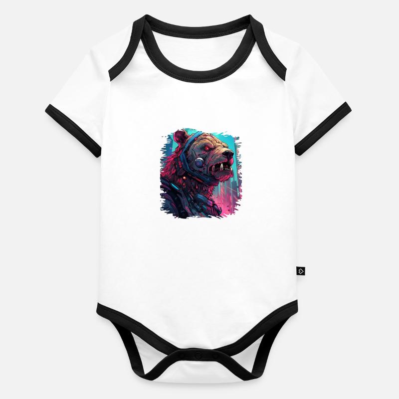 present present idea eco-friendly grizzly mammal Baby Bio-Kurzarm-Kontrastbody