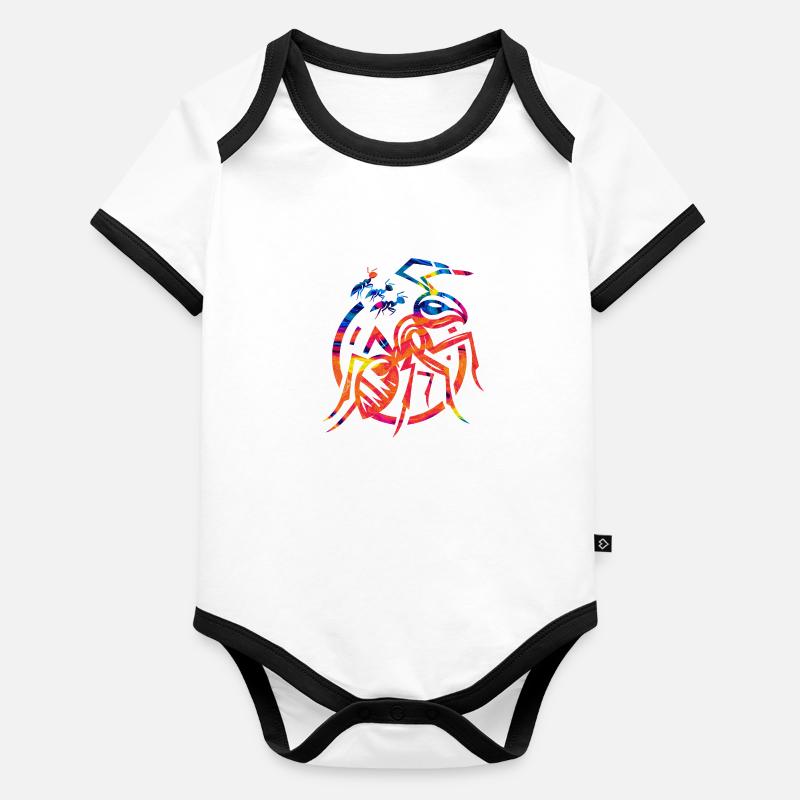 Tier Tierarten Kunst Wald Flora Baby Bio-Kurzarm-Kontrastbody