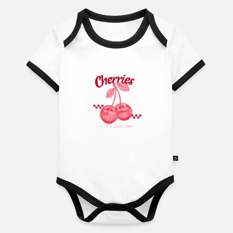 Aelfric Eden Cherry - C’est une bonne journée Body Bébé bio contrasté manches courtes