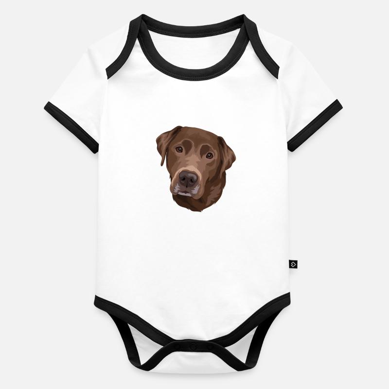 Tête brune du Labrador Body Bébé bio contrasté manches courtes