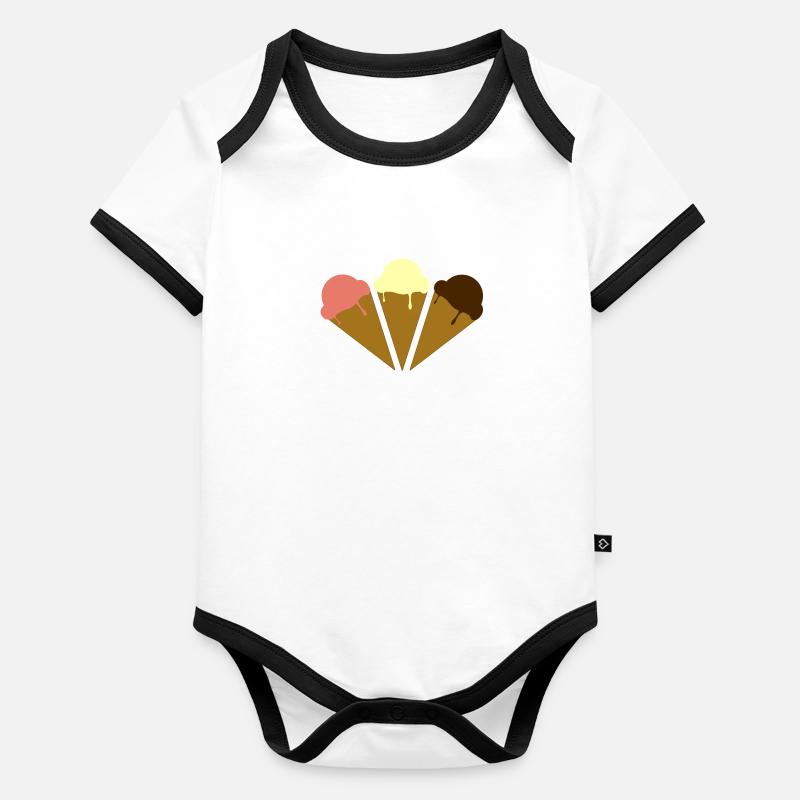 Crème glacée Body Bébé bio contrasté manches courtes