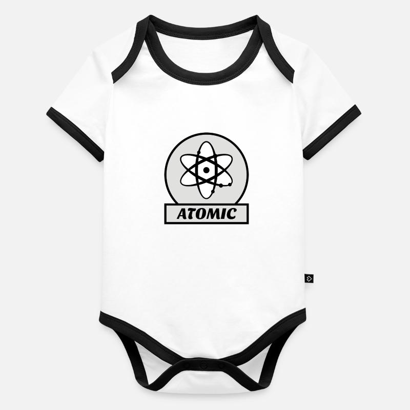 ATOMIC atome vintage rétro gris science nucléaire Body Bébé bio contrasté manches courtes