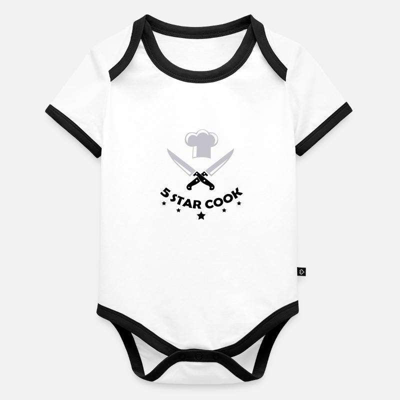 Cuisinier 5 étoiles Body Bébé bio contrasté manches courtes
