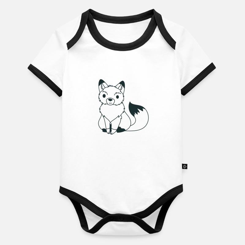 contour du renard assis Body Bébé bio contrasté manches courtes