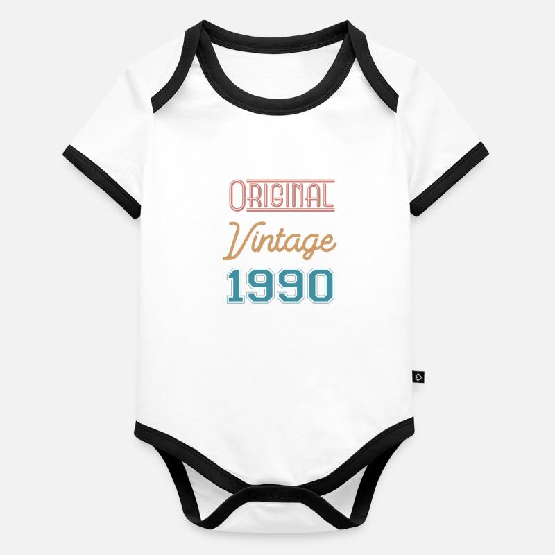 1990 - vintage original - retro Organic Baby Contrasting Bodysuit