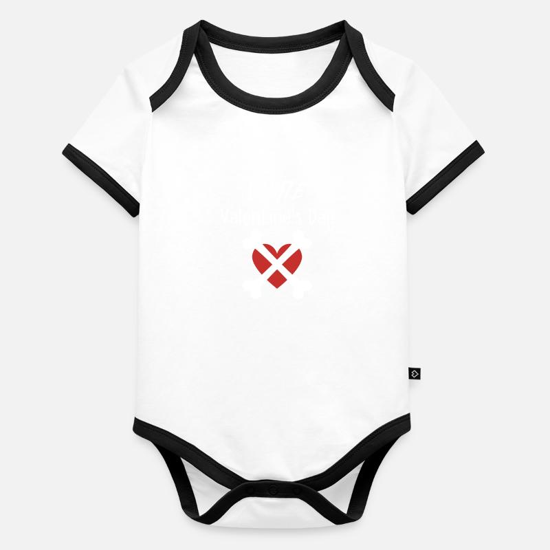 Je déteste la Saint-Valentin Body Bébé bio contrasté manches courtes