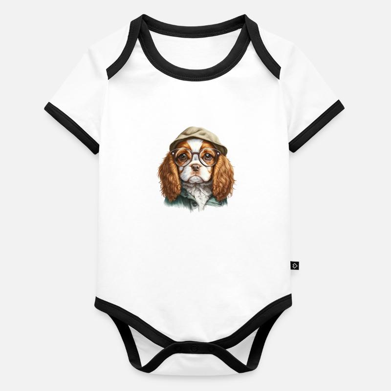 Cavalier King Charles avec Style Body Bébé bio contrasté manches courtes