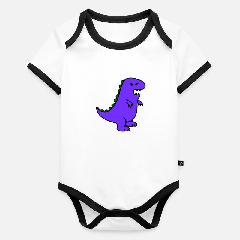 Dino en colère Body Bébé bio contrasté manches courtes