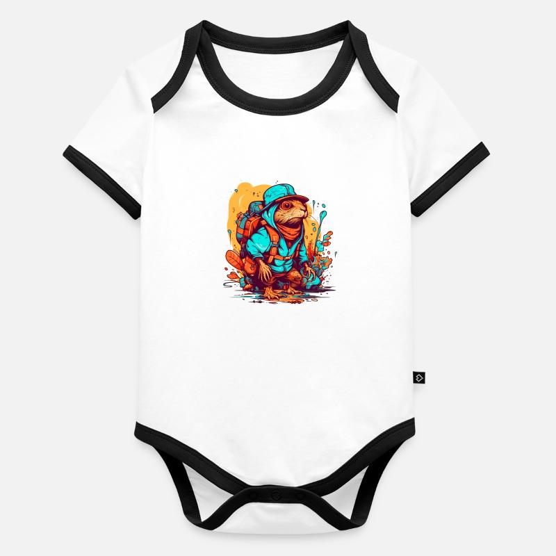 The mole rat is ready for an adventure Organic Baby Contrasting Bodysuit
