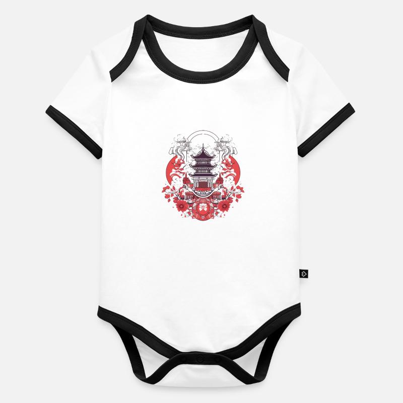 Folklore chinois Body Bébé bio contrasté manches courtes