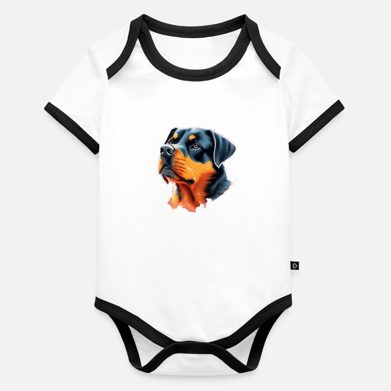 Rottweiler Body Bébé bio contrasté manches courtes