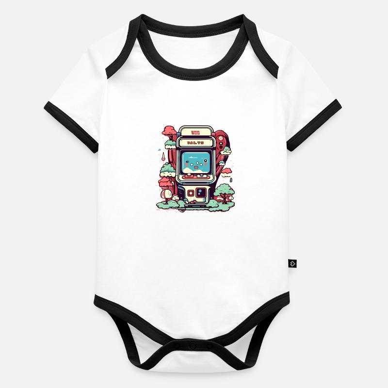 Vintage arcade cabinet Organic Baby Contrasting Bodysuit
