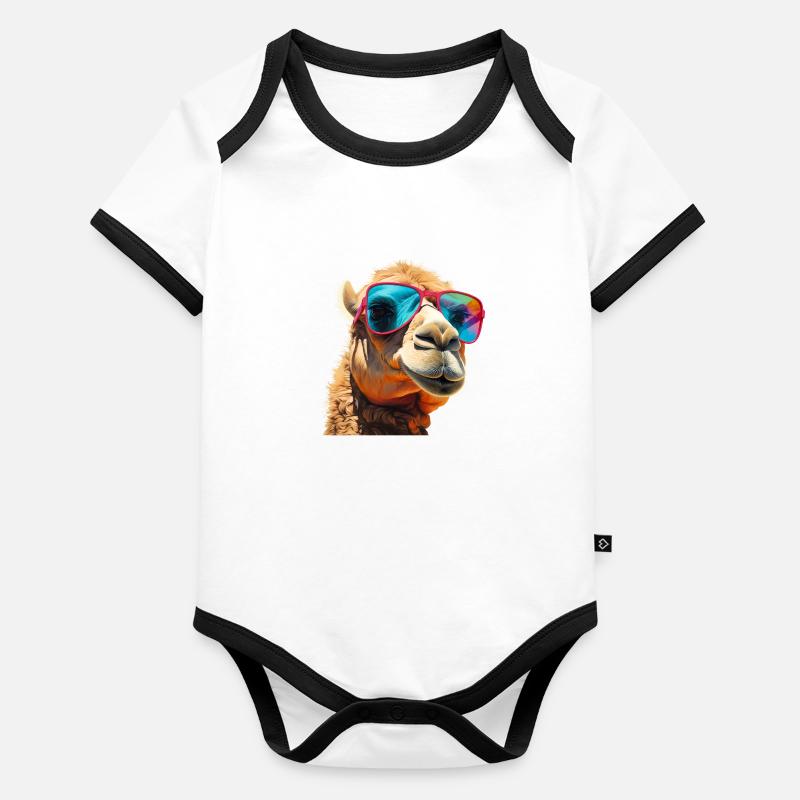 Chameau Body Bébé bio contrasté manches courtes