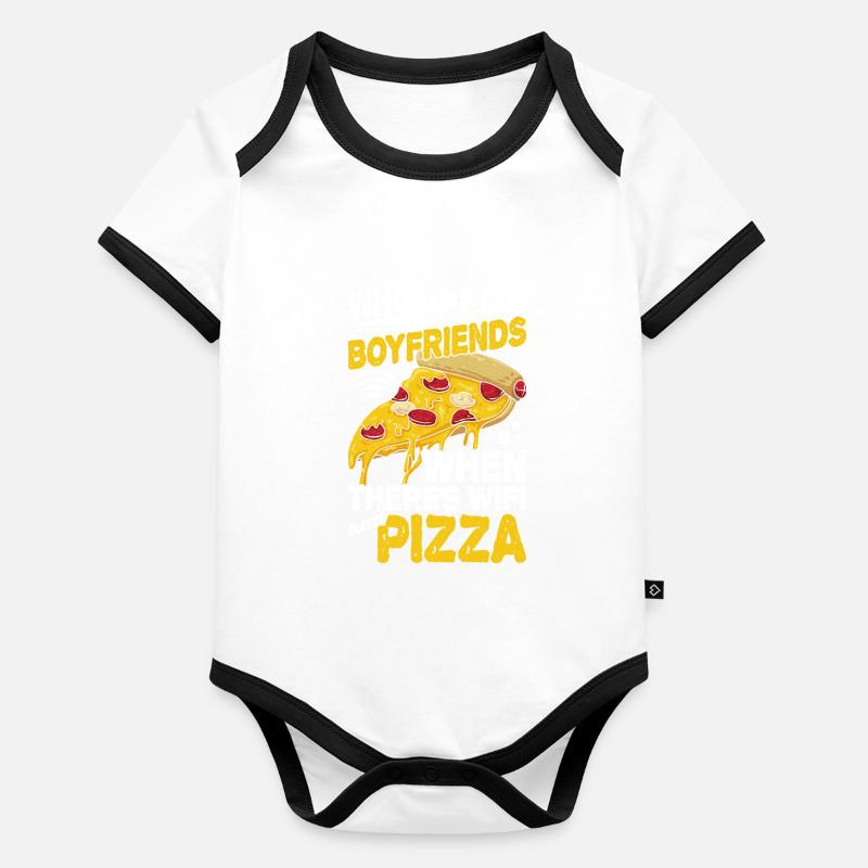 Cadeaux de pizzeria, Tshirt de pizza Body Bébé bio contrasté manches courtes