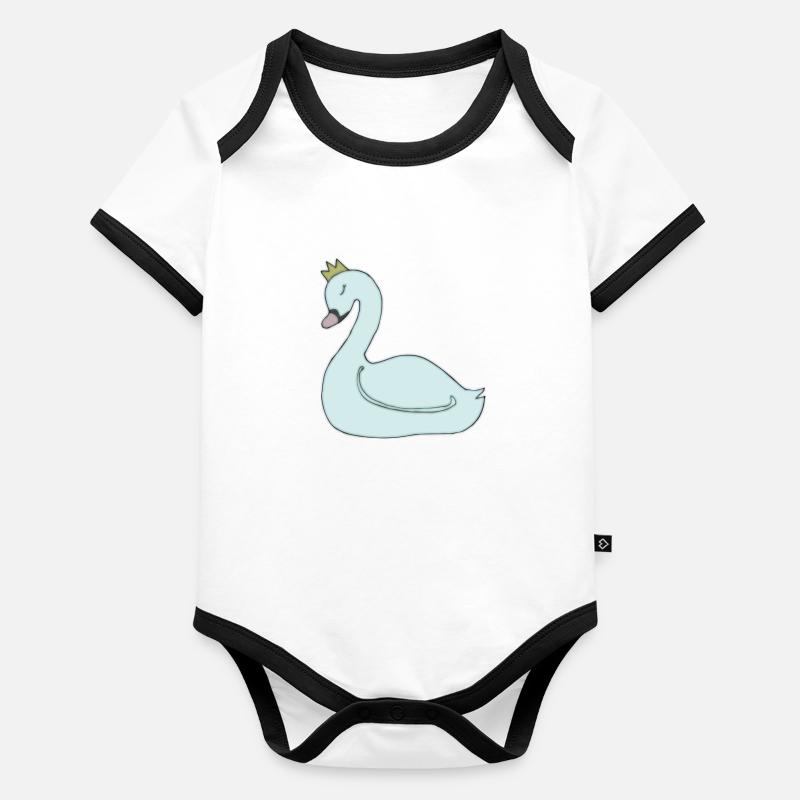 Cygne bleu clair Body Bébé bio contrasté manches courtes
