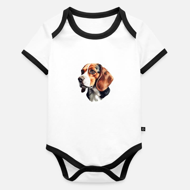 Beagle Head Side View Organic Baby Contrasting Bodysuit