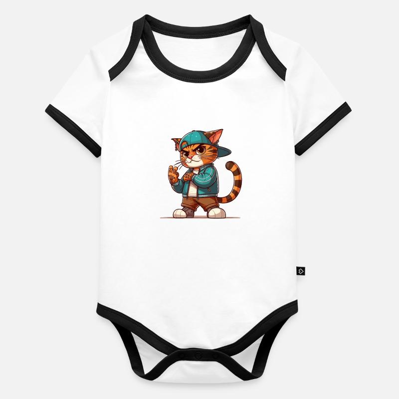 Cat Brat: V-sign Organic Baby Contrasting Bodysuit