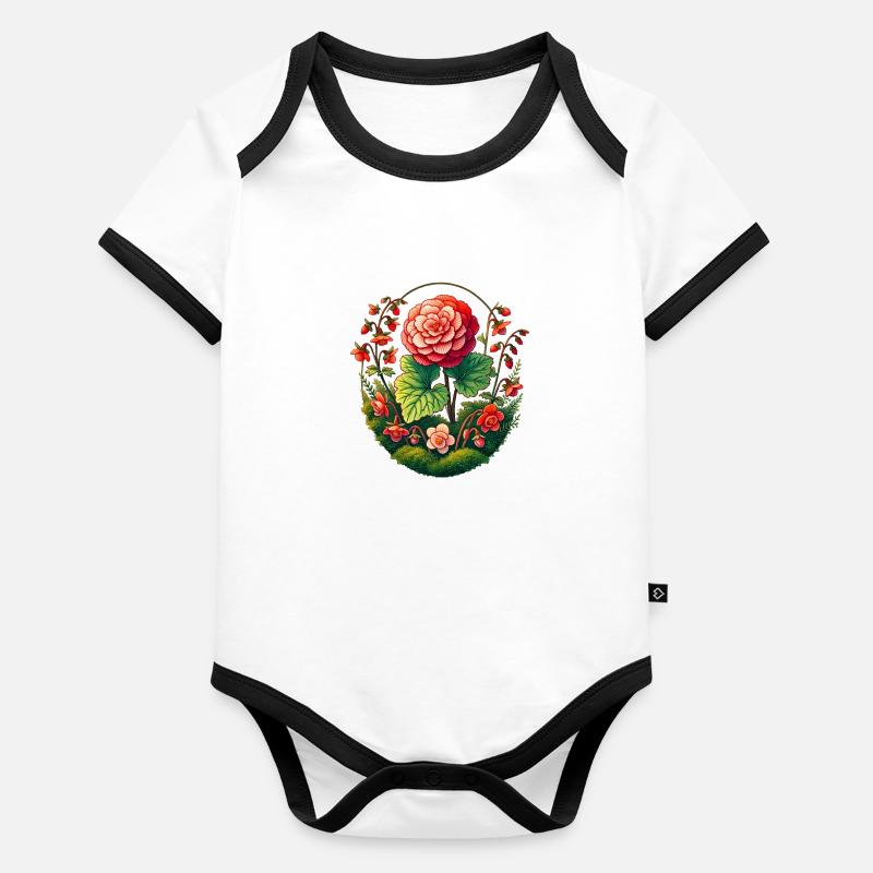 Kamelie Baby Bio-Kurzarm-Kontrastbody