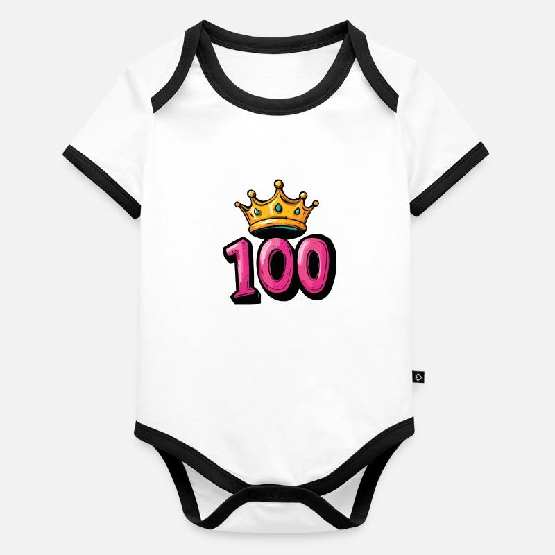 Couronne à 100 chiffres Body Bébé bio contrasté manches courtes