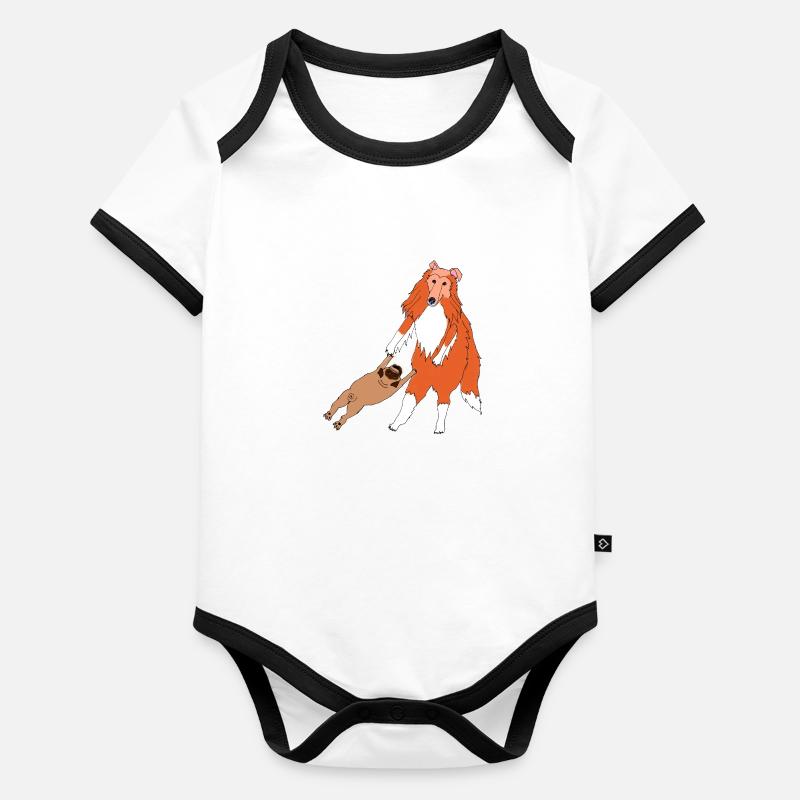 Dancing Dogs B Organic Baby Contrasting Bodysuit