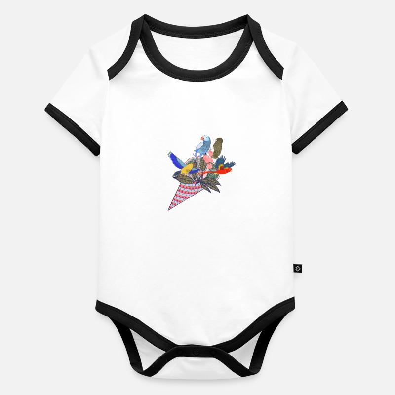 Glace aux perroquets tropicaux Body Bébé bio contrasté manches courtes