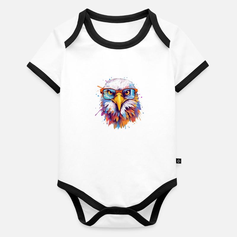 Rok der Brillenadler Baby Bio-Kurzarm-Kontrastbody