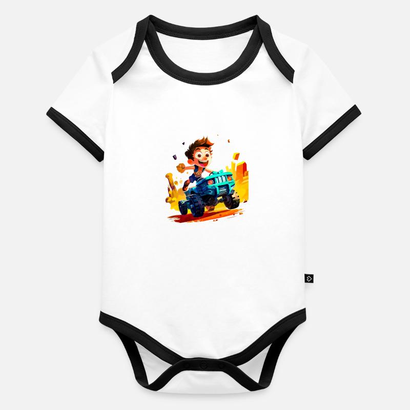 Dirt Rally Junge Baby Bio-Kurzarm-Kontrastbody