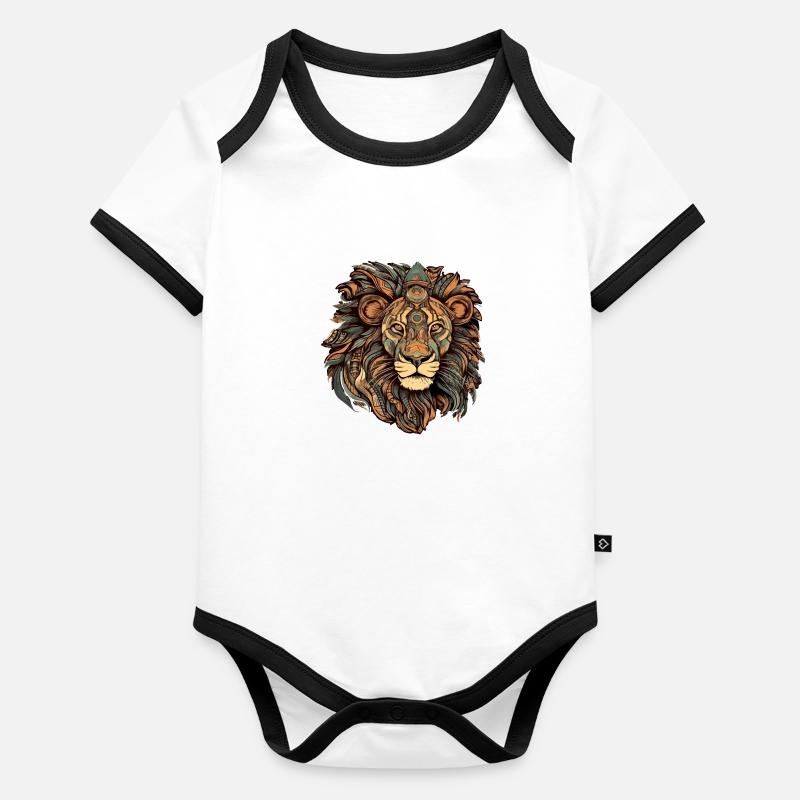 Makou le lion Body Bébé bio contrasté manches courtes