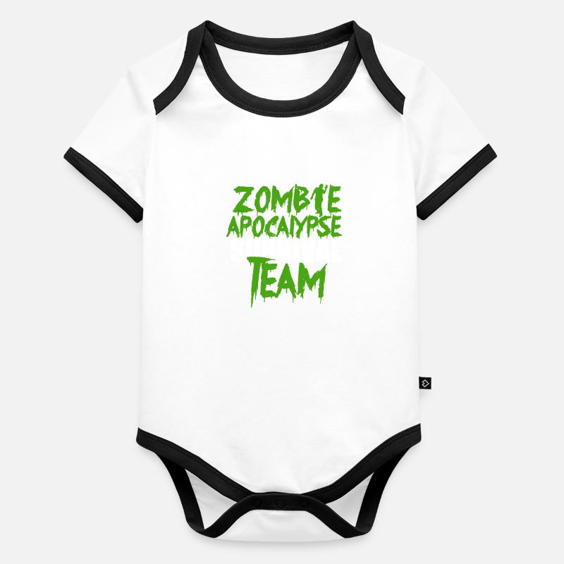 Préparation d’urgence de l’équipe de survie Zombie Apocalypse Body Bébé bio contrasté manches courtes