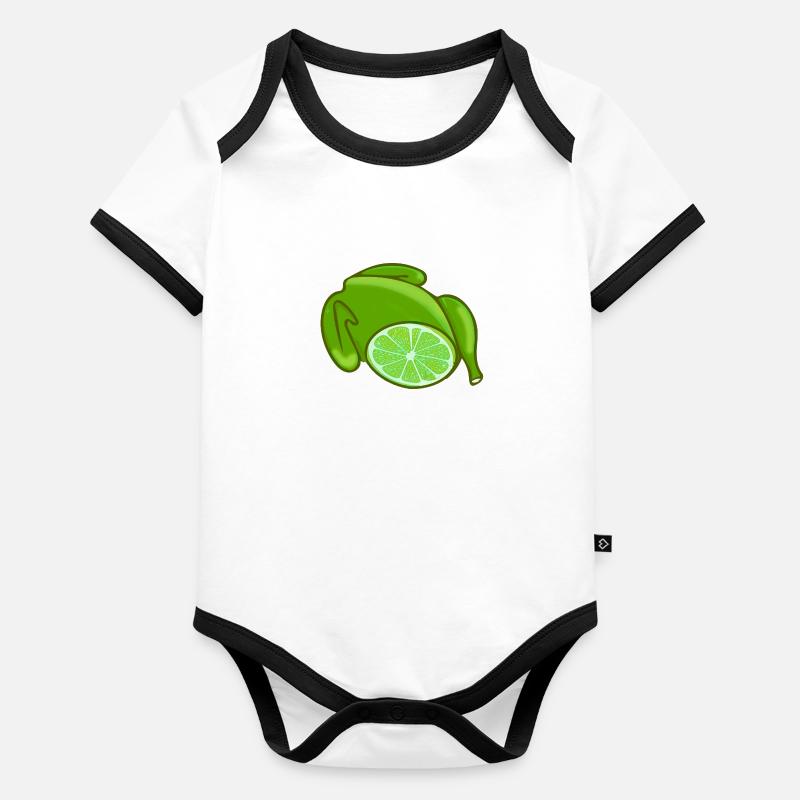 chicken,chicken,lime,lemon chicken,comic Organic Baby Contrasting Bodysuit