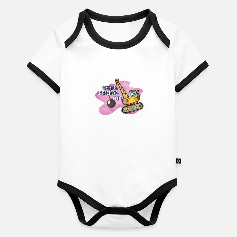 Bagger Baustelle Bauarbeiterin Mädchen I Geschenk Baby Bio-Kurzarm-Kontrastbody