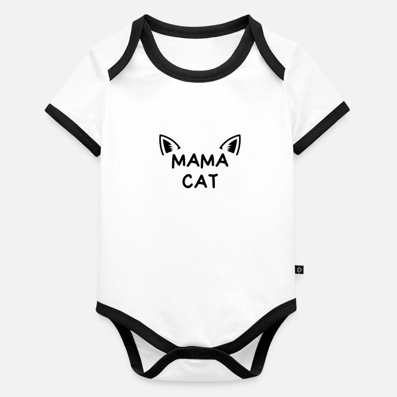 Maman Chat Body Bébé bio contrasté manches courtes