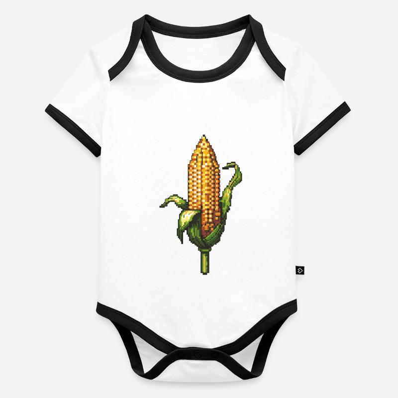 Icône pixel de maïs Body Bébé bio contrasté manches courtes