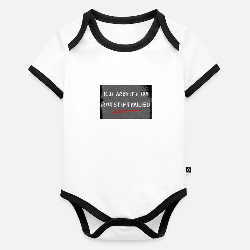 Rotstiftmilieu Lehrer Lehrerin Referendar Spruch Baby Bio-Kurzarm-Kontrastbody