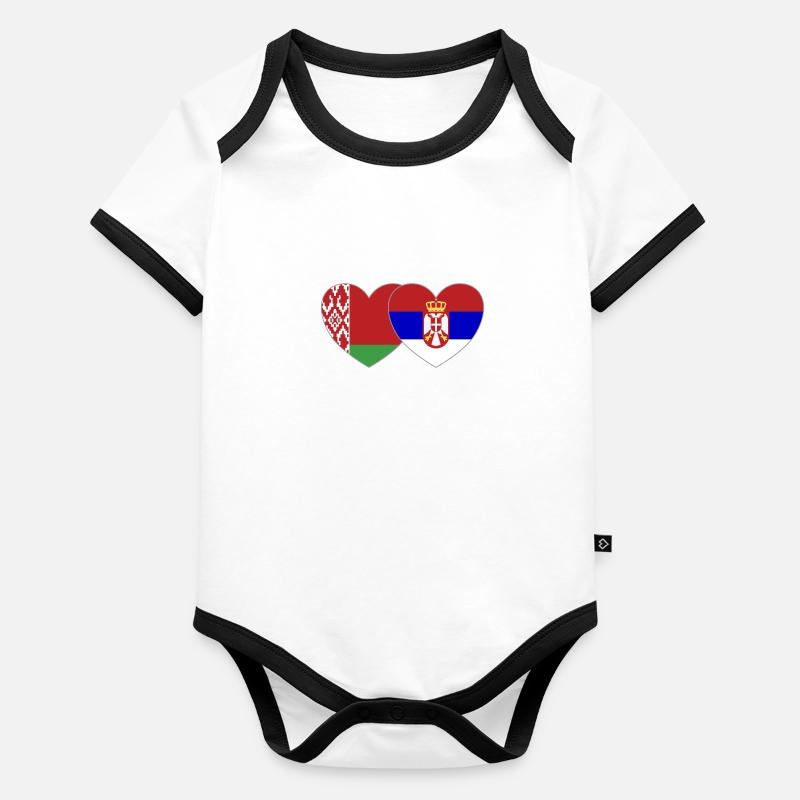 Biélorussie Serbie Drapeau Cœur Body Bébé bio contrasté manches courtes