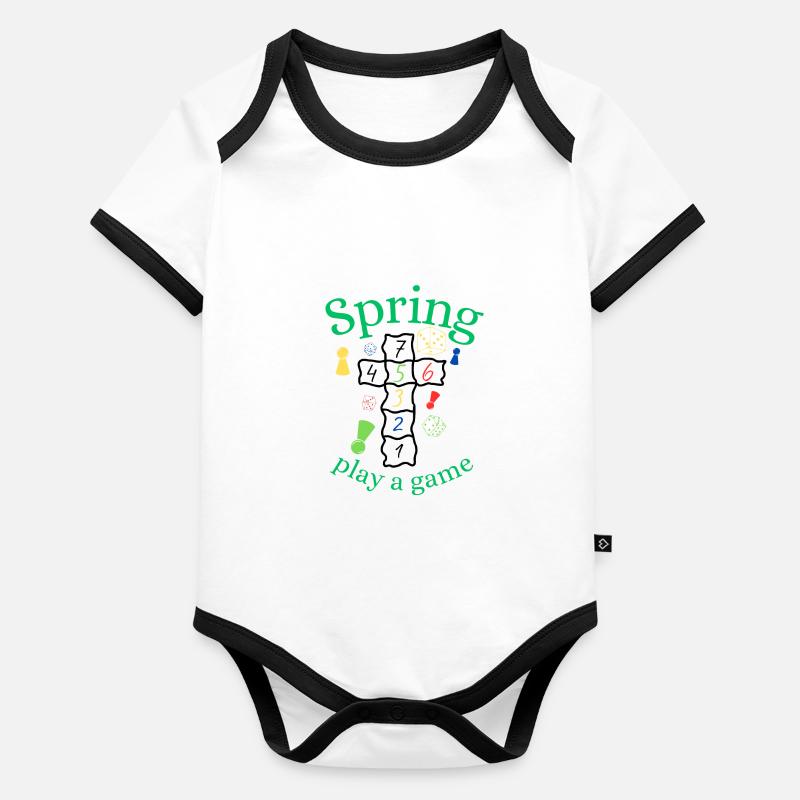 Printemps | Printemps | Jeu | S’amuser | Divertissement Body Bébé bio contrasté manches courtes