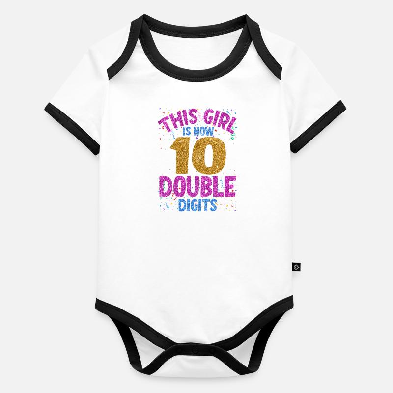 10. Geburtstag Mädchen Baby Bio-Kurzarm-Kontrastbody