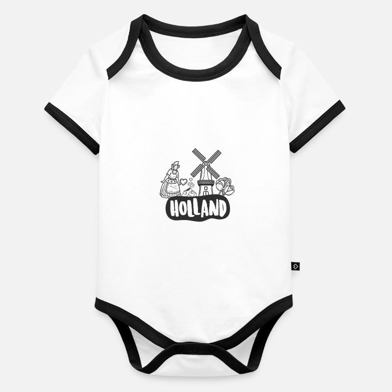 Design hollandais Body Bébé bio contrasté manches courtes