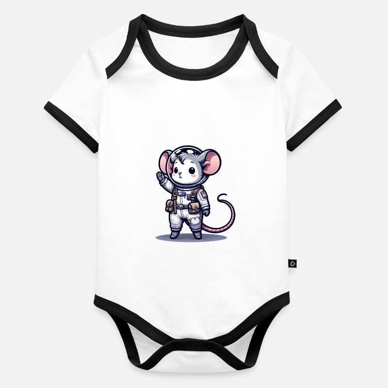 Cute Mouse Astronaut Baby Bio-Kurzarm-Kontrastbody