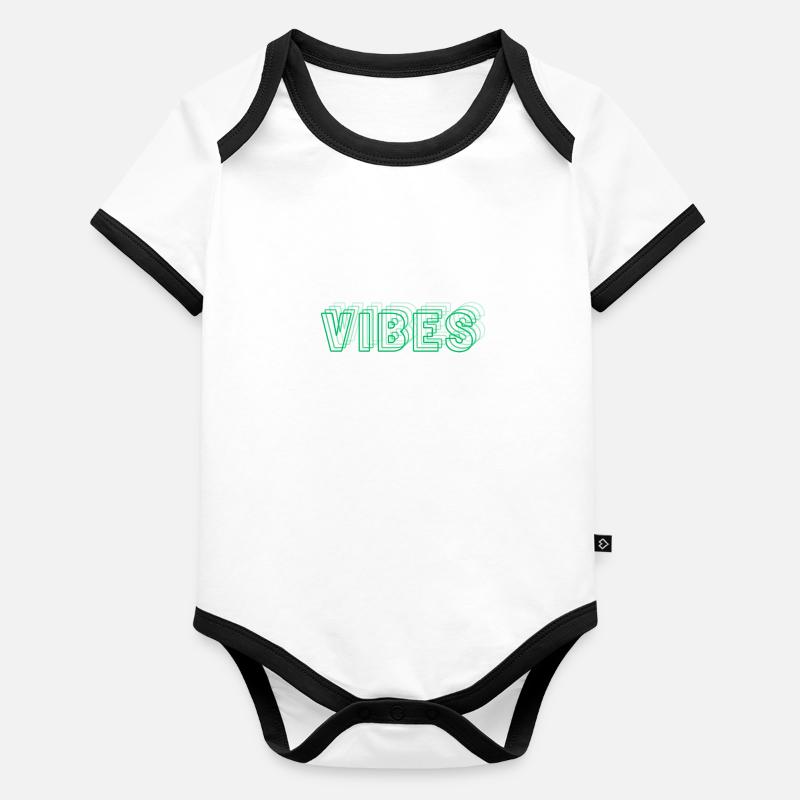 Vibes abstract green Organic Baby Contrasting Bodysuit