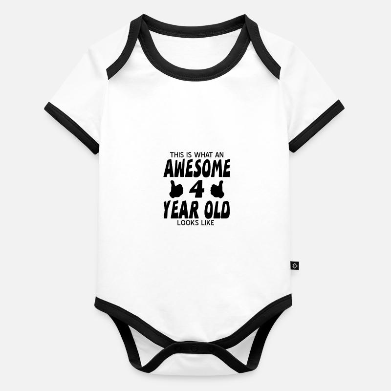 4 Jahre Geburtstag Baby Bio-Kurzarm-Kontrastbody