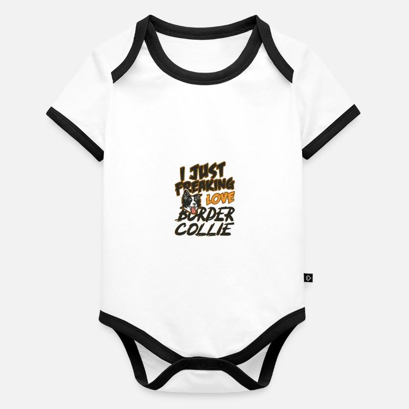 Border Collie Herding Dog Shepherd Gift Organic Baby Contrasting Bodysuit