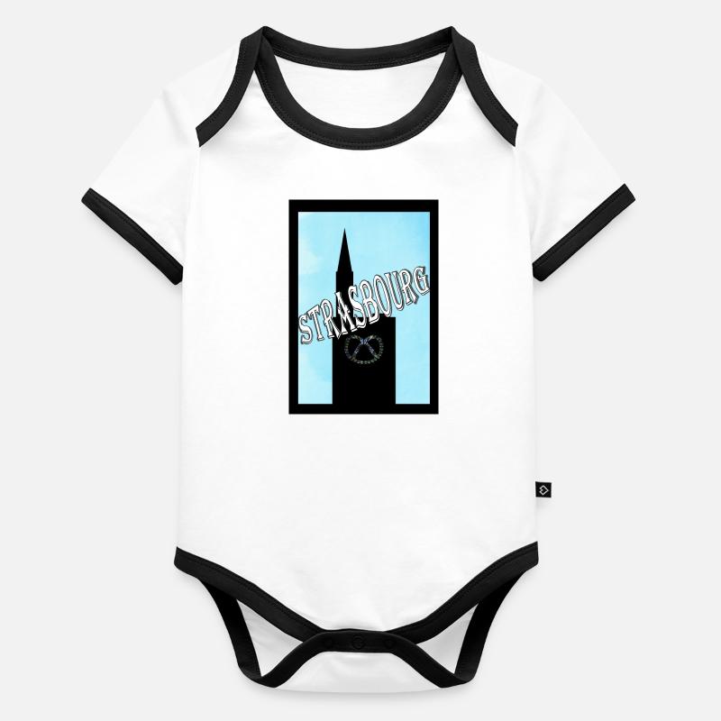 Strasbourg Alsace Pretzel Cathedral Organic Baby Contrasting Bodysuit