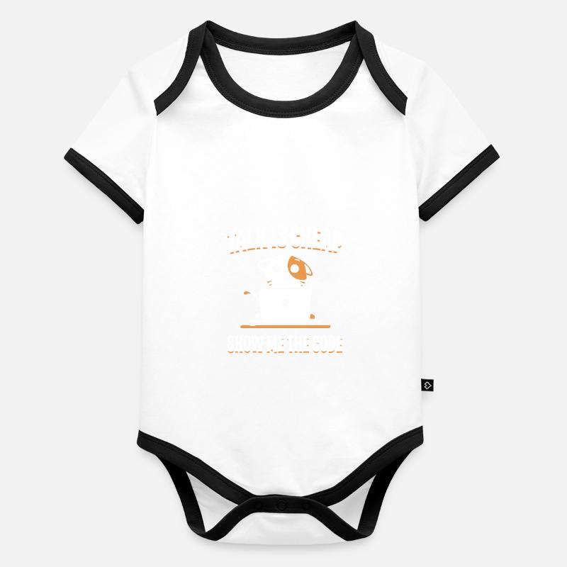 Citation de conception de programmeur impressionnante Montrez-moi le code Body Bébé bio contrasté manches courtes
