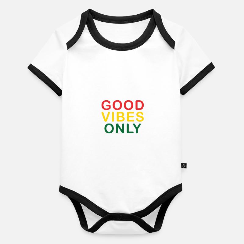 Good Vibes Only Rasta Reggae Roots Body Bébé bio contrasté manches courtes