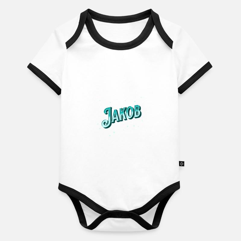 Jakob name personalized Organic Baby Contrasting Bodysuit