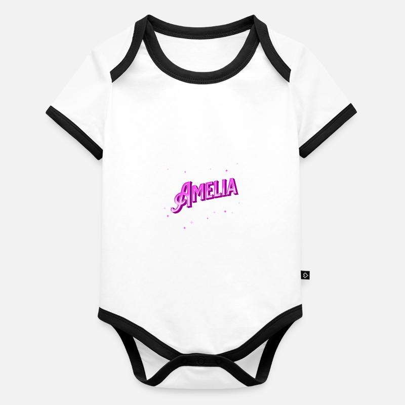 Amelia name personalized Organic Baby Contrasting Bodysuit